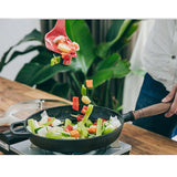 NNEAGS 29cm Round Cast Iron Frying Pan Skillet Steak Sizzle Platter with Helper Handle