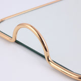 NNEAGS 40.5cm Gold Flat-Lay Mirror Glass Metal Tray Vanity Makeup Perfume Jewelry Organiser with Handles