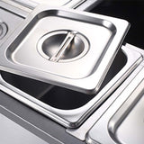 NNEAGS 2X Stainless Steel 3 X 1/2 GN Pan Electric Bain-Marie Food Warmer with Lid
