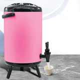 NNEAGS 2X 16L Stainless Steel Insulated Milk Tea Barrel Hot and Cold Beverage Dispenser Container with Faucet Pink