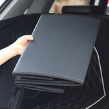 NNEAGS Leather Car Boot Collapsible Foldable Trunk Cargo Organizer Portable Storage Box Black Small