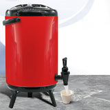 NNEAGS 4X 18L Stainless Steel Insulated Milk Tea Barrel Hot and Cold Beverage Dispenser Container with Faucet Red