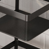 NNEAGS 2X 2 Tier Steel Square Rotating Kitchen Cart Multi-Functional Shelves Portable Storage Organizer with Wheels