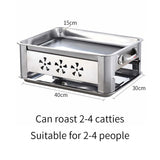 NNEAGS 4X 40CM Portable Stainless Steel Outdoor Chafing Dish BBQ Fish Stove Grill Plate