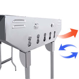 NNEAGS 2X Skewers Grill with Side Tray Portable Stainless Steel Charcoal BBQ Outdoor 6-8 Persons