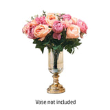 NNEAGS 3pcs Artificial Silk with 15 Heads Flower Fake Rose Bouquet Table Decor Pink