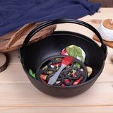 NNEAGS 2X 29cm Cast Iron Japanese Style Sukiyaki Tetsu Nabe Shabu Hot Pot with Wooden Lid