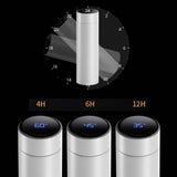 NNEAGS 2X 500ML Stainless Steel Smart LCD Thermometer Display Bottle Vacuum Flask Thermos White