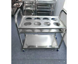 NNEAGS 2 Tier Stainless Steel 8 Compartment Kitchen Seasoning Car Service Trolley Condiment Holder Cart Spice Bowl