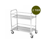 NNEAGS 2X 2 Tier 85x45x90cm Stainless Steel Drink Wine Food Utility Cart Medium