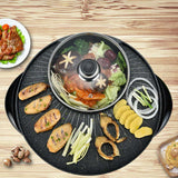 NNEAGS 2X 2 in 1 Electric Stone Coated Teppanyaki Grill Plate Steamboat Hotpot 3-5 Person