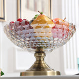 NNEAGS Bronze Pedestal Crystal Glass Fruit Bowl Candy Holder Countertop Dessert Serving Basket Decor
