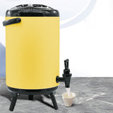 NNEAGS 2X 16L Stainless Steel Insulated Milk Tea Barrel Hot and Cold Beverage Dispenser Container with Faucet Yellow