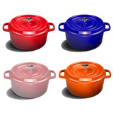 NNEAGS 2X Cast Iron 26cm Enamel Porcelain Stewpot Casserole Stew Cooking Pot With Lid Red