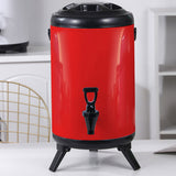 NNEAGS 8X 10L Stainless Steel Insulated Milk Tea Barrel Hot and Cold Beverage Dispenser Container with Faucet Red
