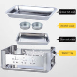 NNEAGS 4X 36CM Portable Stainless Steel Outdoor Chafing Dish BBQ Fish Stove Grill Plate