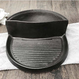 NNEAGS 2 in 1 Cast Iron Ribbed Fry Pan Skillet Griddle BBQ and Steamboat Hot Pot