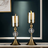 NNEAGS 38cm Glass Candle Holder Candle Stand Glass/Metal