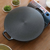 NNEAGS 2X 37cm Cast Iron Induction Crepes Pan Baking Cookie Pancake Pizza Bakeware