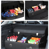 NNEAGS Leather Car Boot Collapsible Foldable Trunk Cargo Organizer Portable Storage Box With Lock Black Medium