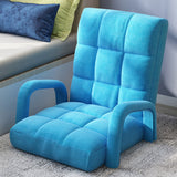 NNEAGS 4X Foldable Lounge Cushion Adjustable Floor Lazy Recliner Chair with Armrest Blue