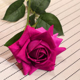 NNEAGS 85cm Blue Glass Tall Floor Vase and 12pcs Dark Pink Artificial Fake Flower Set