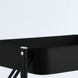 NNEAGS 3 Tier Steel Black Foldable Kitchen Cart Multi-Functional Shelves Portable Storage Organizer with Wheels