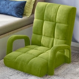 NNEAGS 2X Foldable Lounge Cushion Adjustable Floor Lazy Recliner Chair with Armrest Yellow Green