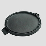 NNEAGS 2X 43cm Round Ribbed Cast Iron Frying Pan Skillet Steak Sizzle Platter with Handle