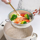 NNEAGS Stainless Steel Perforated Colander Fine Mesh Net Food Strainer Basket with Handle Skimmer Sieve Set