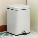 NNEAGS 2X Foot Pedal Stainless Steel Rubbish Recycling Garbage Waste Trash Bin Square 6L White