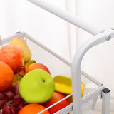 NNEAGS 3 Tier Steel White Adjustable Kitchen Cart Multi-Functional Shelves Portable Storage Organizer with Wheels