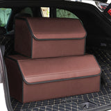 NNEAGS 2X Leather Car Boot Collapsible Foldable Trunk Cargo Organizer Portable Storage Box Coffee Large