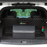 NNEAGS 4X Leather Car Boot Collapsible Foldable Trunk Cargo Organizer Portable Storage Box Black Medium