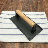 NNEAGS Cast Iron Bacon Meat Steak Press Grill BBQ with Wood Handle Weight Plate