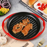 NNEAGS 2X Enamel Porcelain 26cm Cast Iron Frying Pan Skillet Non-stick Coating Steak Sizzle Platter