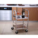NNEAGS 2X 2 Tier 500x500x950 Stainless Steel Square Tube Drink Wine Food Utility Cart