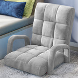 NNEAGS 4X Foldable Lounge Cushion Adjustable Floor Lazy Recliner Chair with Armrest Grey