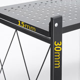 NNEAGS 5 Tier Steel Black Foldable Kitchen Cart Multi-Functional Shelves Portable Storage Organizer with Wheels