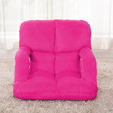 NNEAGS 4X Foldable Lounge Cushion Adjustable Floor Lazy Recliner Chair with Armrest Pink
