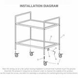 NNEAGS 4 Tier Stainless Steel Kitchen Dinning Food Cart Trolley Utility Size Square Large