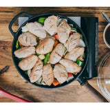 NNEAGS 2X 29cm Round Cast Iron Frying Pan Skillet Steak Sizzle Platter with Helper Handle