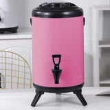 NNEAGS 4X 16L Stainless Steel Insulated Milk Tea Barrel Hot and Cold Beverage Dispenser Container with Faucet Pink