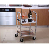 NNEAGS 2 Tier 500x500x950 Stainless Steel Square Tube Drink Wine Food Utility Cart