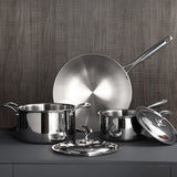 NNEAGS 6 Piece Cookware Set 18/10 Stainless Steel 3-Ply Frying Pan, Milk, and Soup Pot with Lid