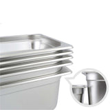 NNEAGS 4X GN Pan Full Size 1/2 GN Pan 10cm Deep Stainless Steel Tray With Lid