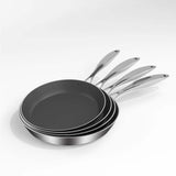 NNEAGS Stainless Steel Fry Pan 20cm 36cm Frying Pan Induction Non Stick Interior