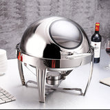 NNEAGS 2X 6.5L Stainless Steel Round Soup Tureen Bowl Station Roll Top Buffet Chafing Dish Catering Chafer Food Warmer Server