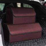 NNEAGS 2X Leather Car Boot Collapsible Foldable Trunk Cargo Organizer Portable Storage Box Red Medium