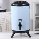 NNEAGS 2X 14L Stainless Steel Insulated Milk Tea Barrel Hot and Cold Beverage Dispenser Container with Faucet White